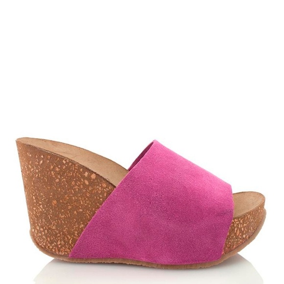 GREGORYS FSF Slip On Birk Bottom cork Wedge sandals pink fuschia suede 41 / 10 - Picture 1 of 14
